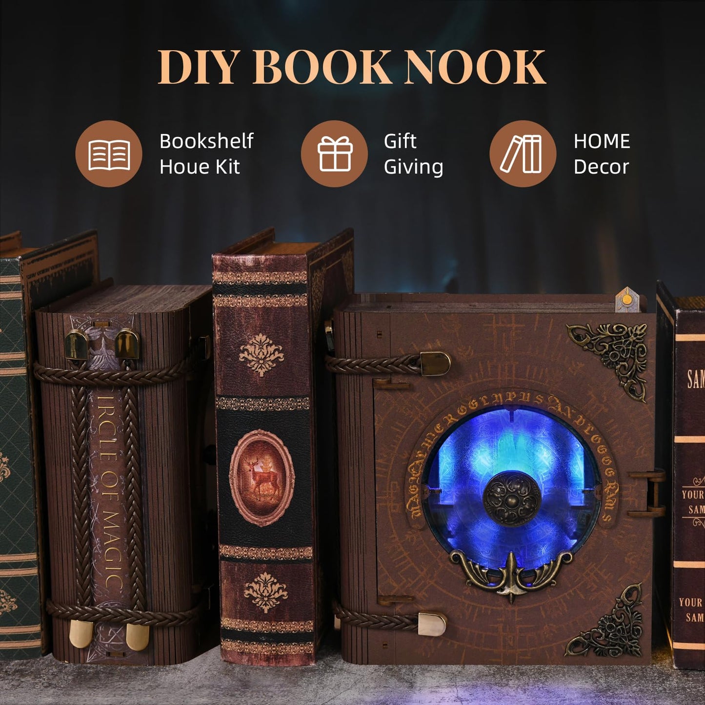 CCCDF Book Nook Kit — Circle of Magic DIY 3D Wooden Bookend with LED Light