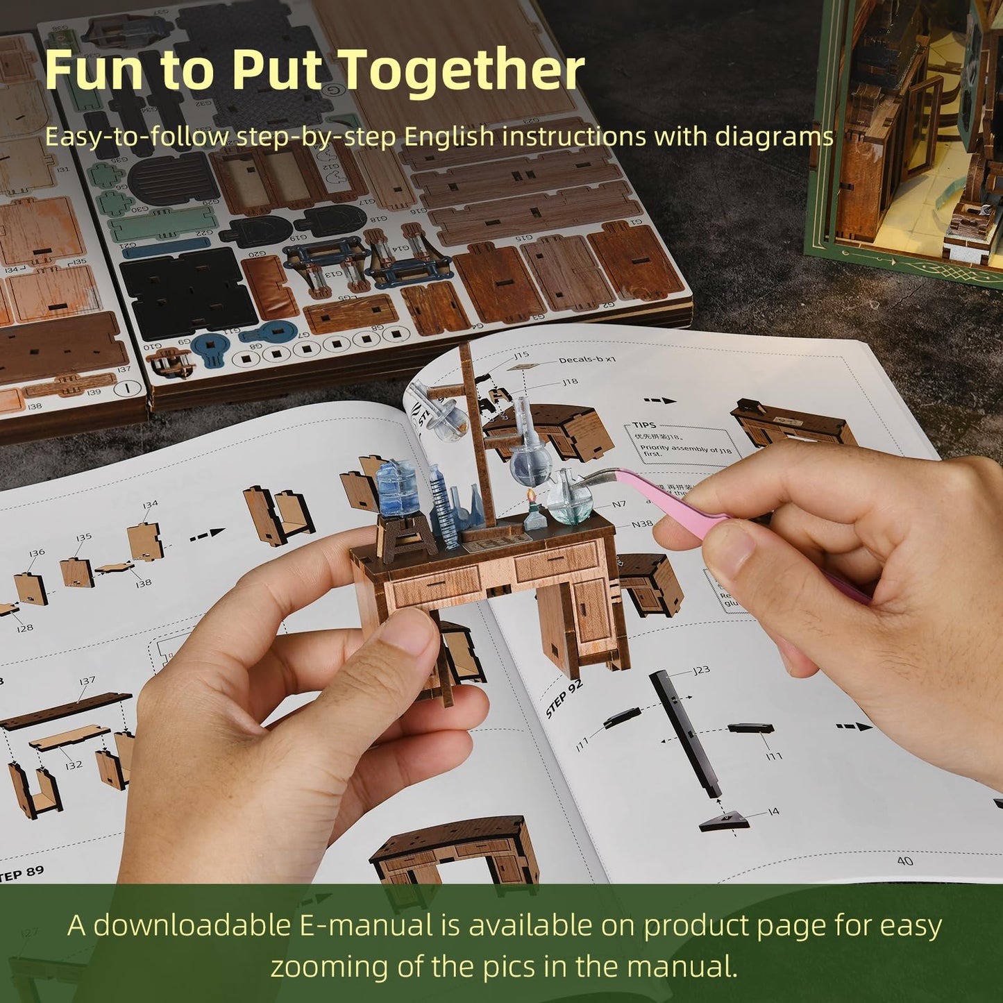 CCCDF Book Nook Kit - 3D Wooden Puzzle for Adults | The Radium Lady Scene