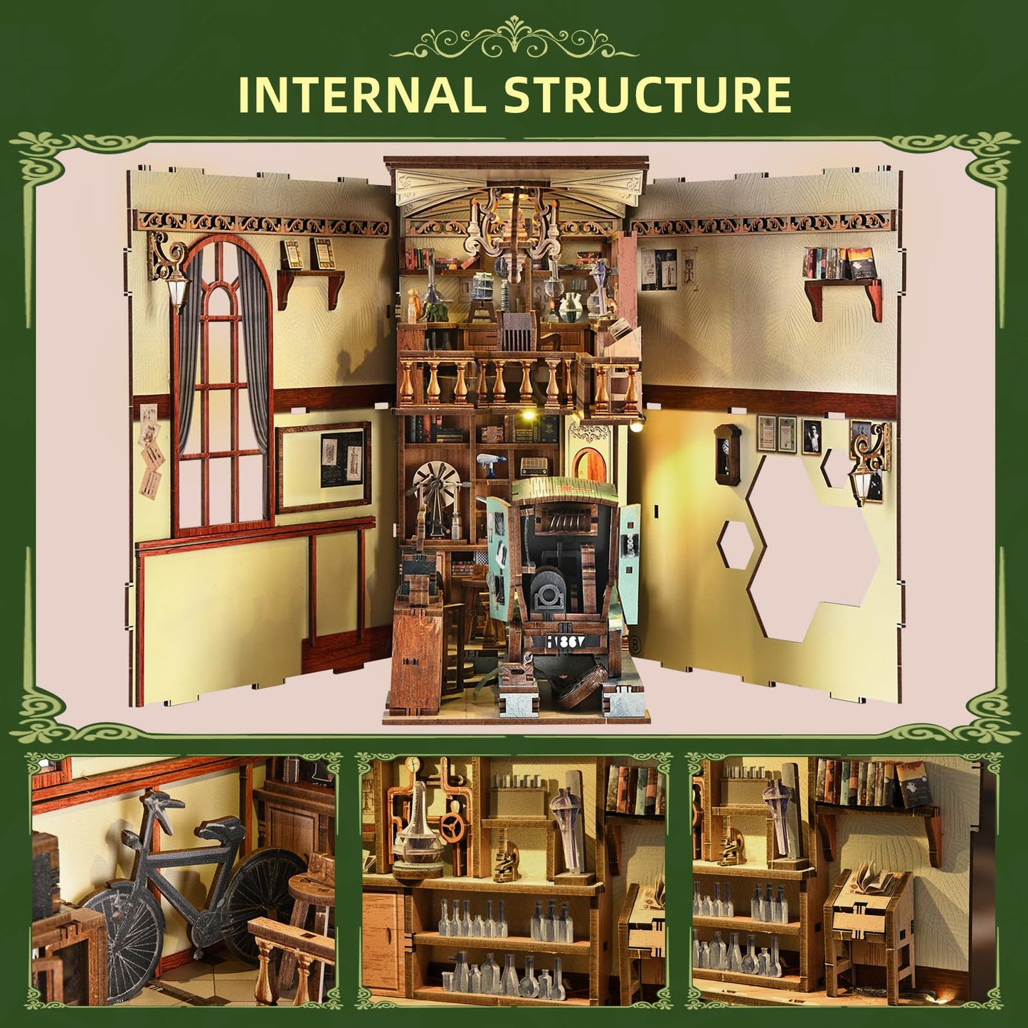 CCCDF Book Nook Kit - 3D Wooden Puzzle for Adults | The Radium Lady Scene