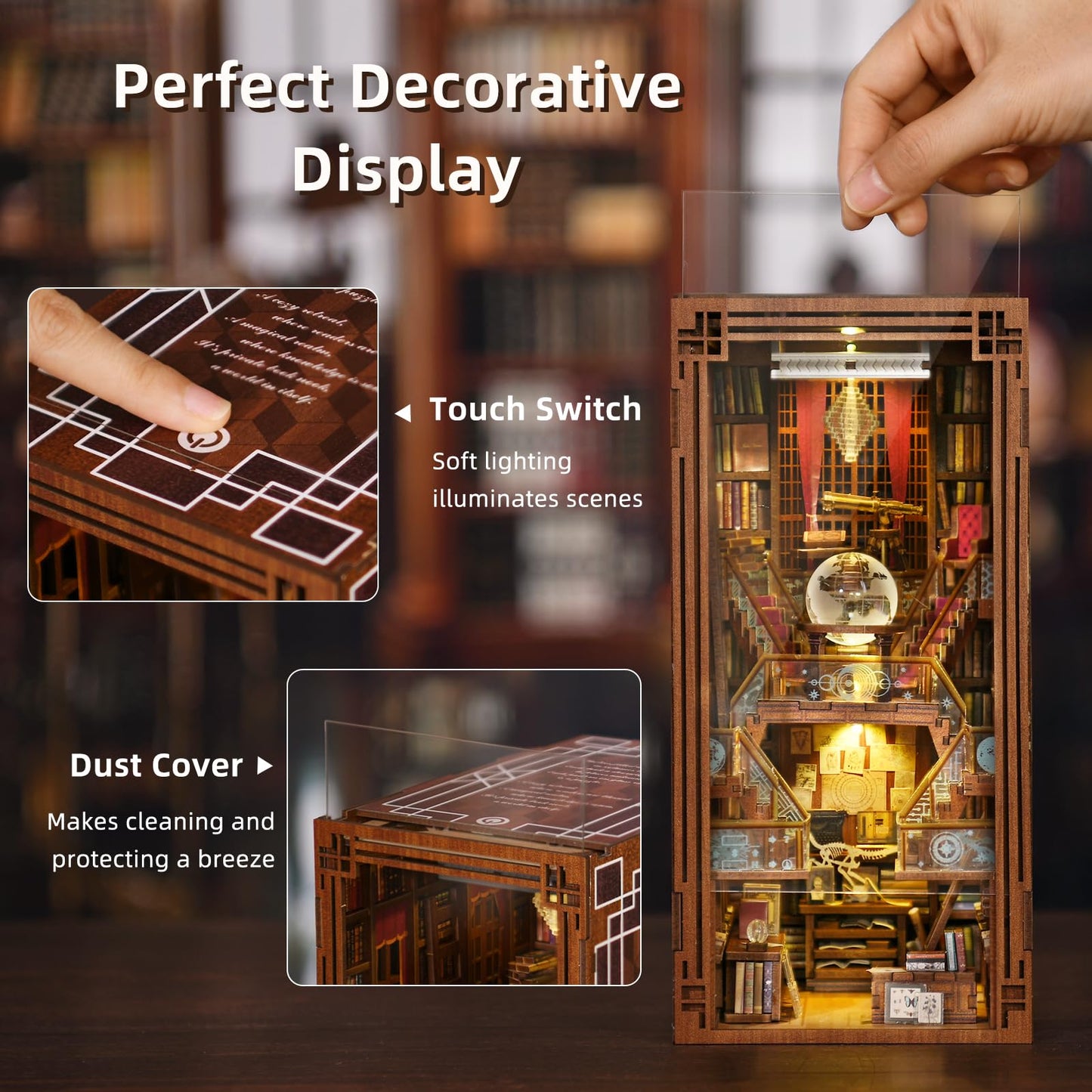 CCCDF DIY Book Nook Kit – 3D Wooden Puzzle Bookend with LED Light | Beyond Library