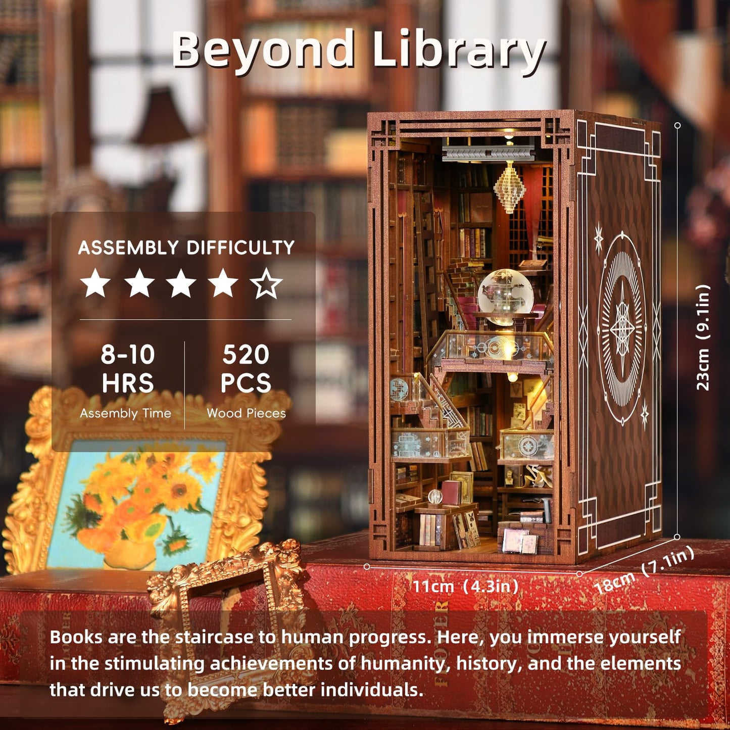 CCCDF DIY Book Nook Kit – 3D Wooden Puzzle Bookend with LED Light | Beyond Library