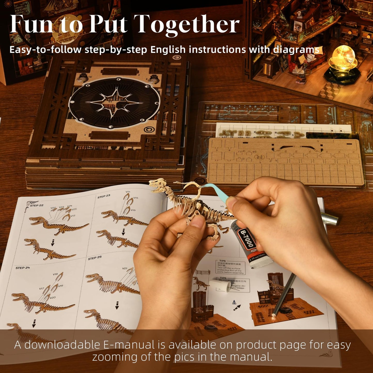 CCCDF DIY Book Nook Kit – 3D Wooden Puzzle with LED Light for Teens & Adults