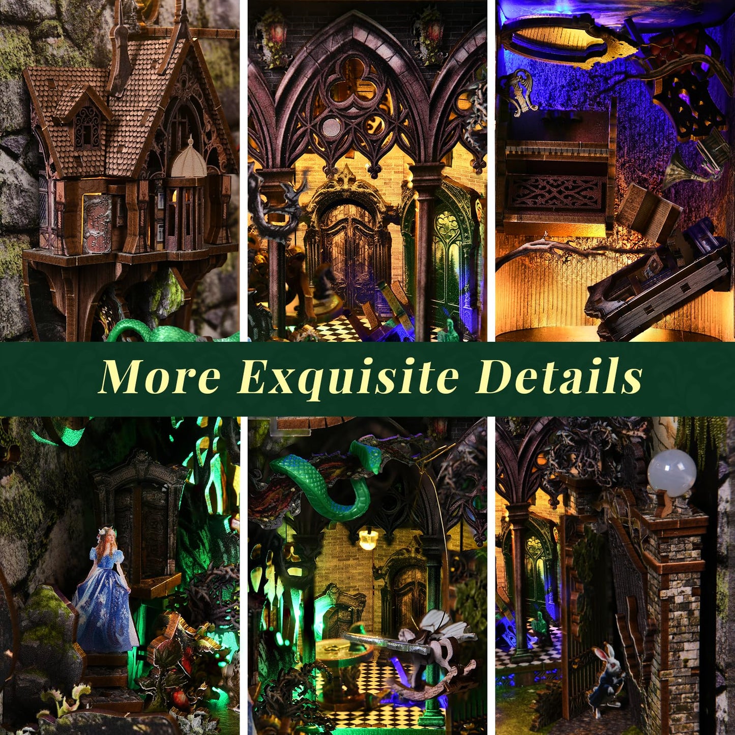 CCCDF Book Nook Kit – Alice Down The Rabbit Hole DIY Miniature Bookend & Shelf Decor