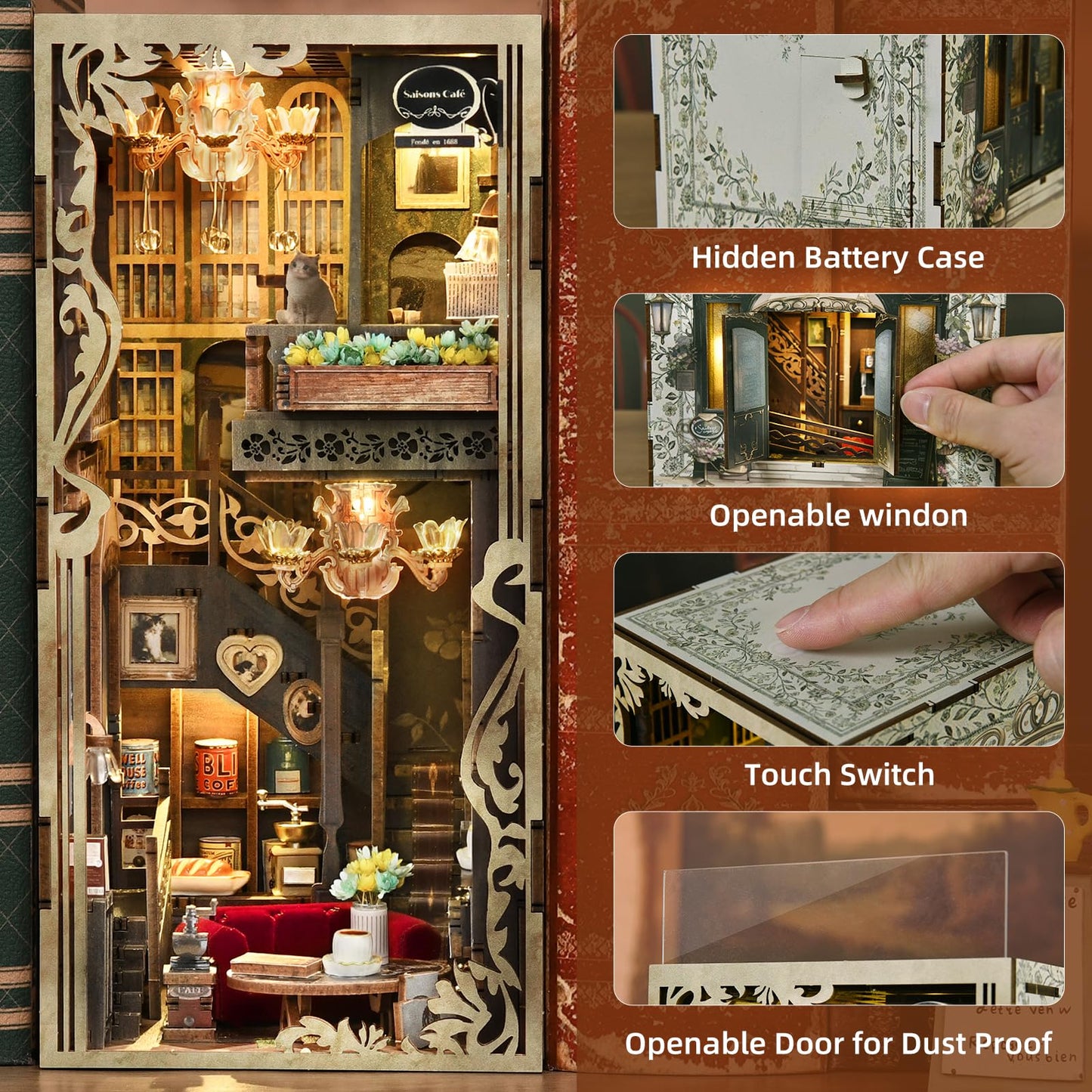 CCCDF Book Nook Kit – Saison Café DIY Miniature Coffee Shop Dollhouse