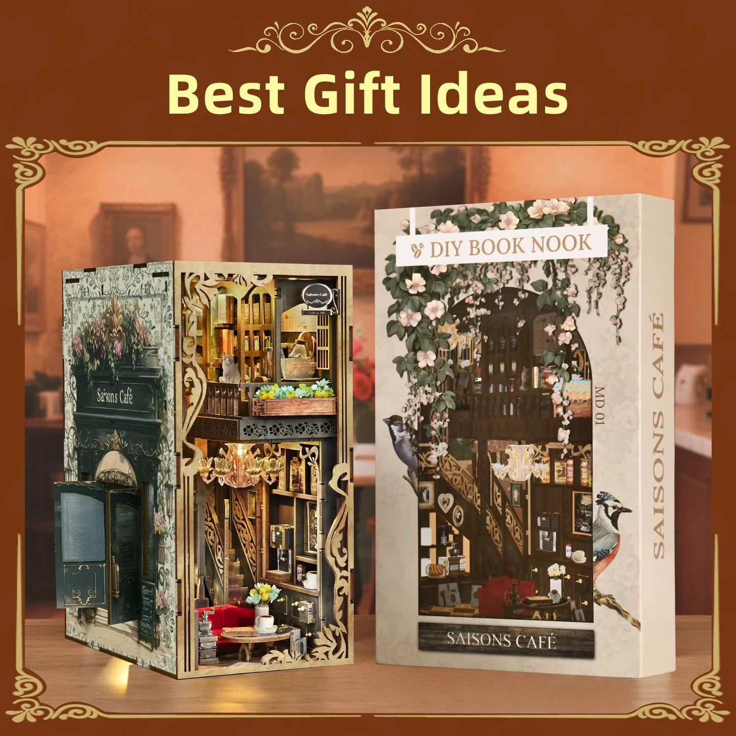CCCDF Book Nook Kit – Saison Café DIY Miniature Coffee Shop Dollhouse