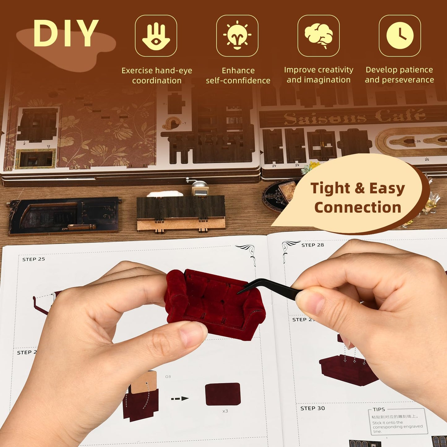 CCCDF Book Nook Kit – Saison Café DIY Miniature Coffee Shop Dollhouse
