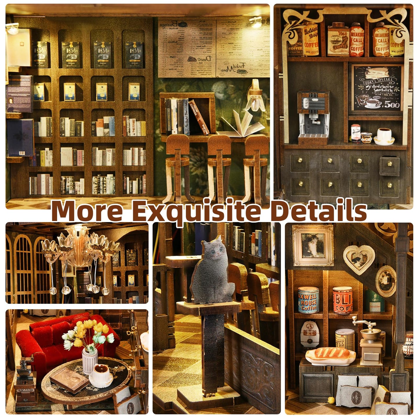 CCCDF Book Nook Kit – Saison Café DIY Miniature Coffee Shop Dollhouse