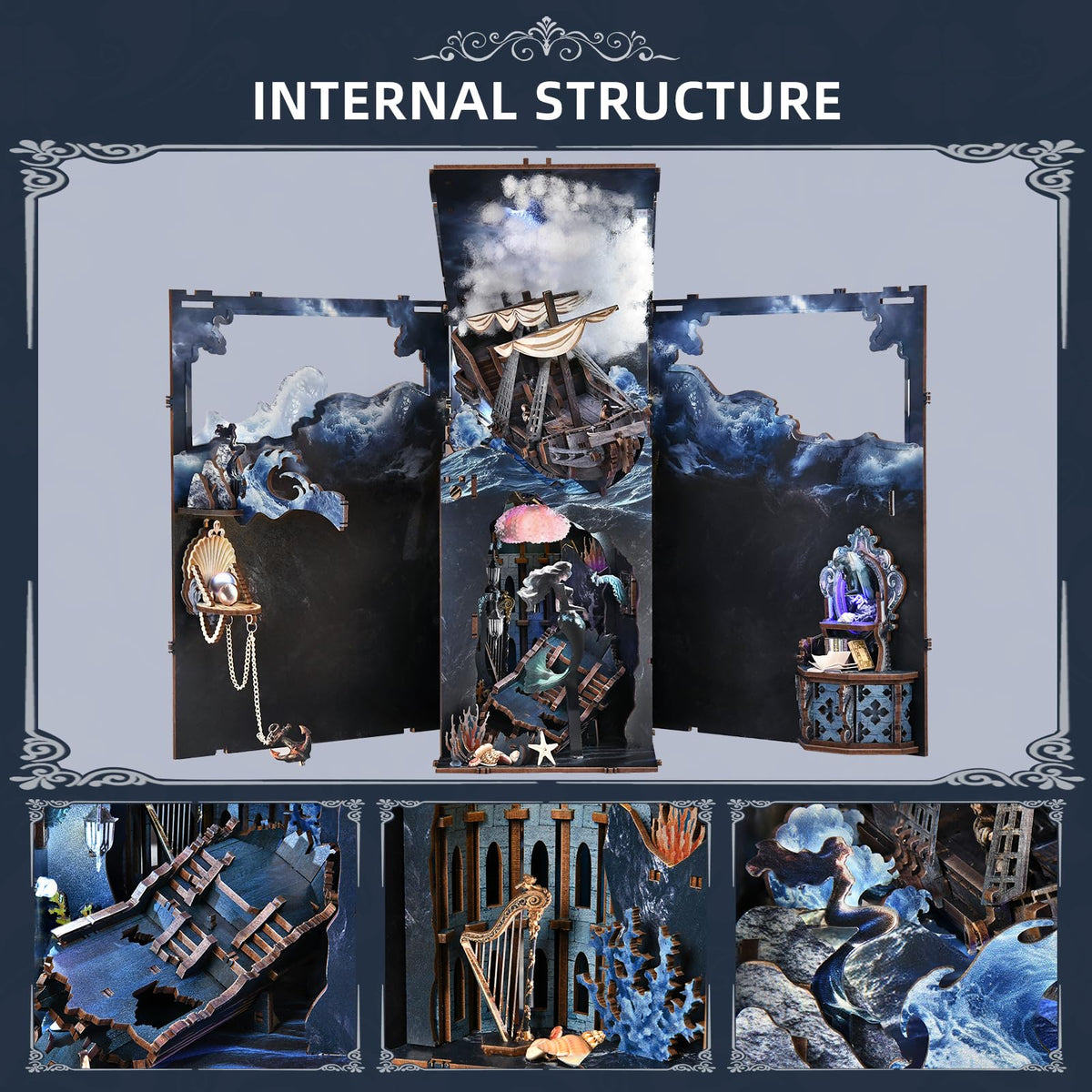 CCCDF Book Nook Kit: Song of The Sirens – DIY 3D Wooden Booknook for Adults