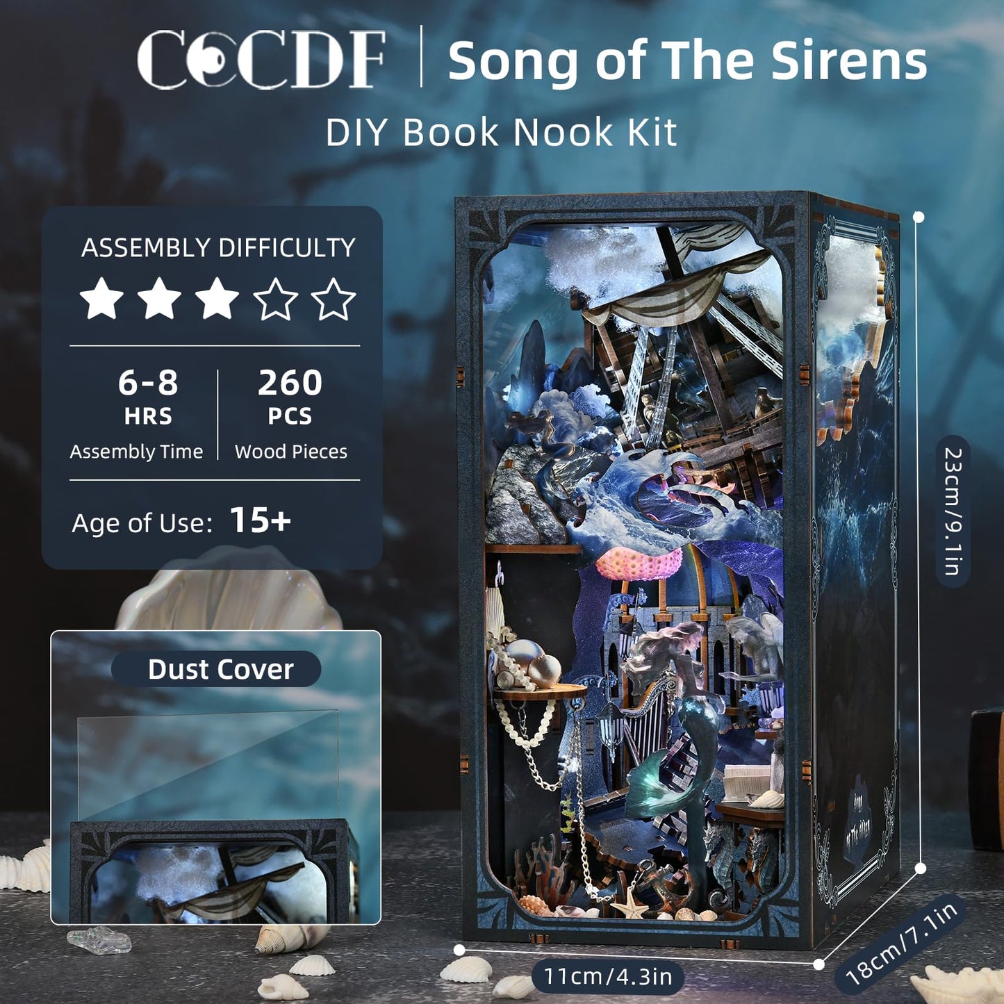 CCCDF Book Nook Kit: Song of The Sirens – DIY 3D Wooden Booknook for Adults