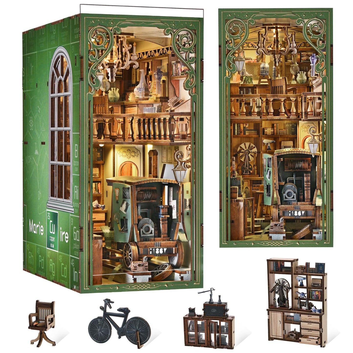 CCCDF Book Nook Kit - 3D Wooden Puzzle for Adults | The Radium Lady Scene