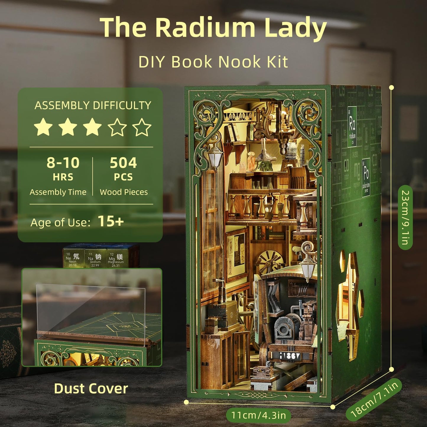 CCCDF Book Nook Kit - 3D Wooden Puzzle for Adults | The Radium Lady Scene