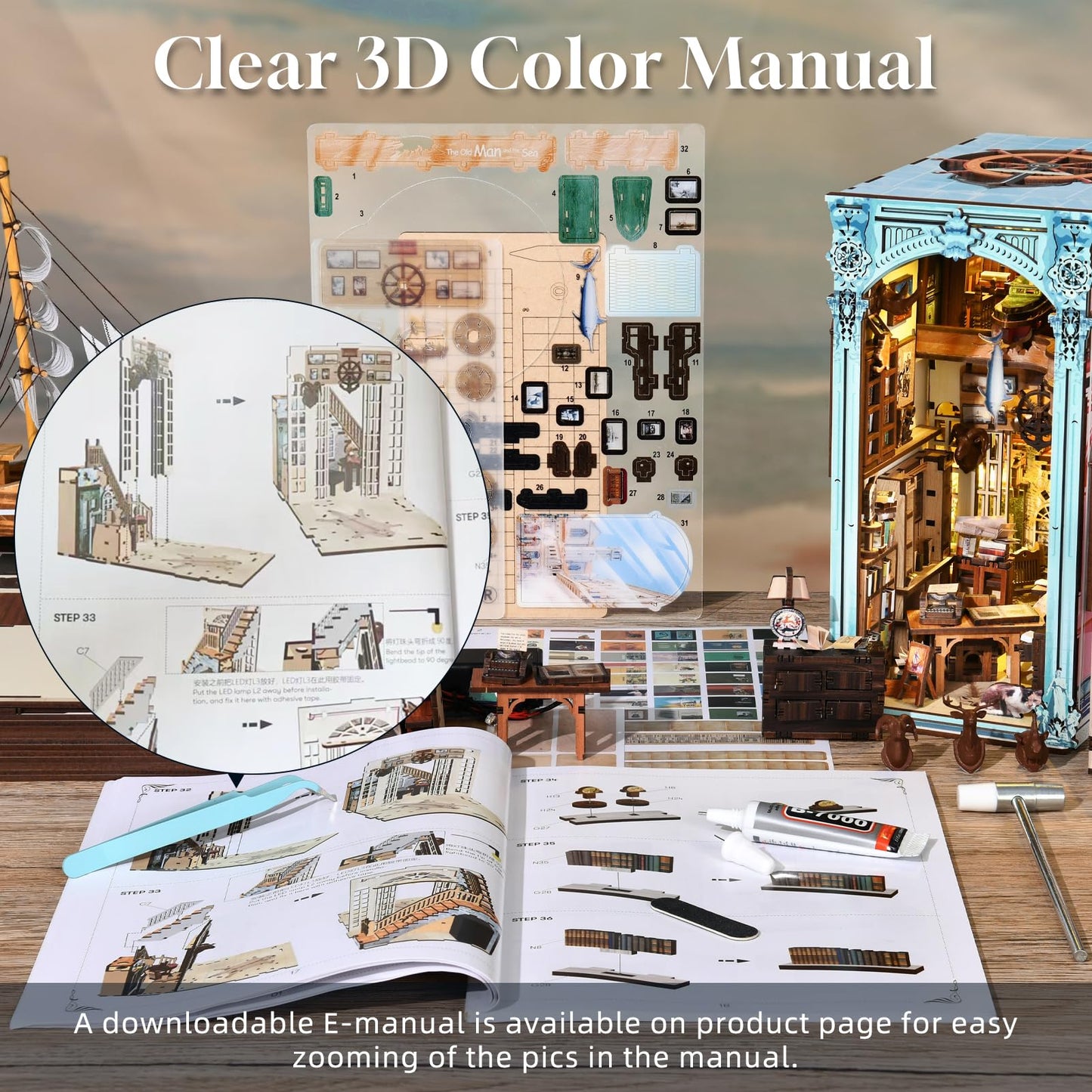 CCCDF DIY Book Nook Kit – Hemingway House Edition | LED Lighted 3D Wooden Puzzle Bookend