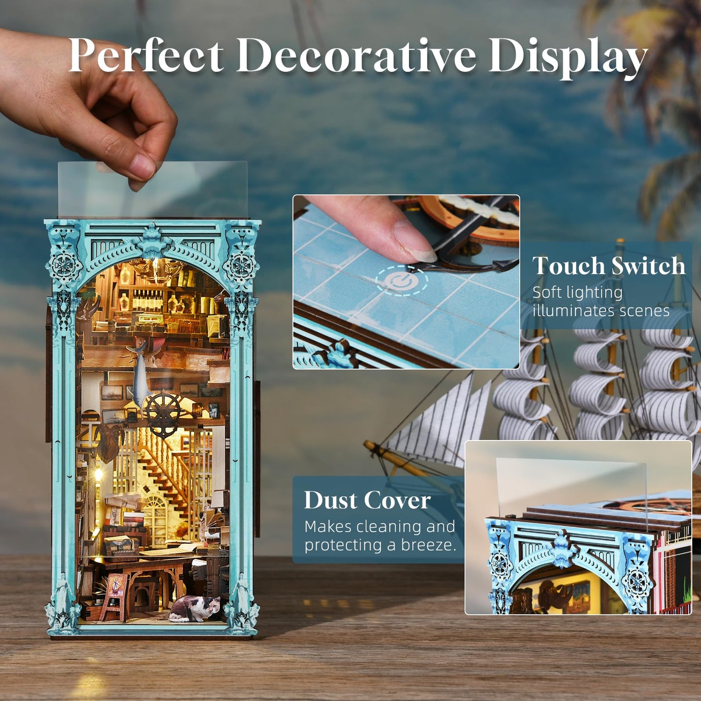 CCCDF DIY Book Nook Kit – Hemingway House Edition | LED Lighted 3D Wooden Puzzle Bookend