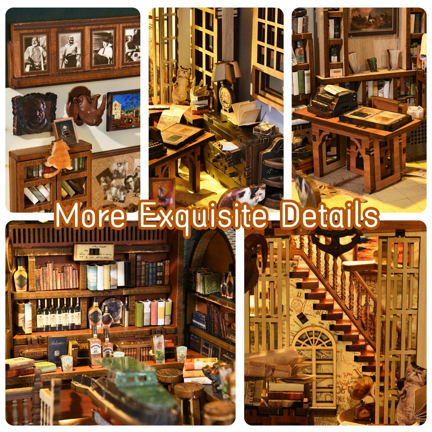 CCCDF DIY Book Nook Kit – Hemingway House Edition | LED Lighted 3D Wooden Puzzle Bookend