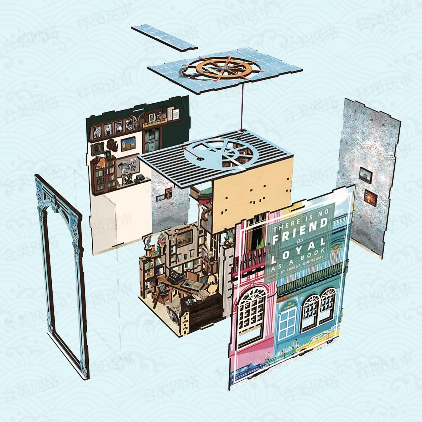 CCCDF DIY Book Nook Kit – Hemingway House Edition | LED Lighted 3D Wooden Puzzle Bookend