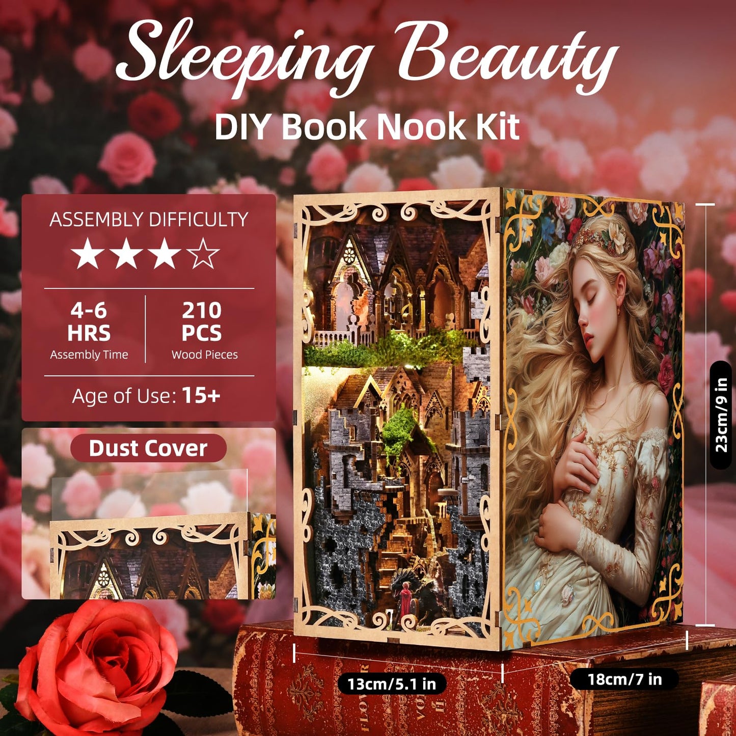CCCDF Book Nook Kit – Sleeping Beauty 3D Wooden Miniature House Puzzle