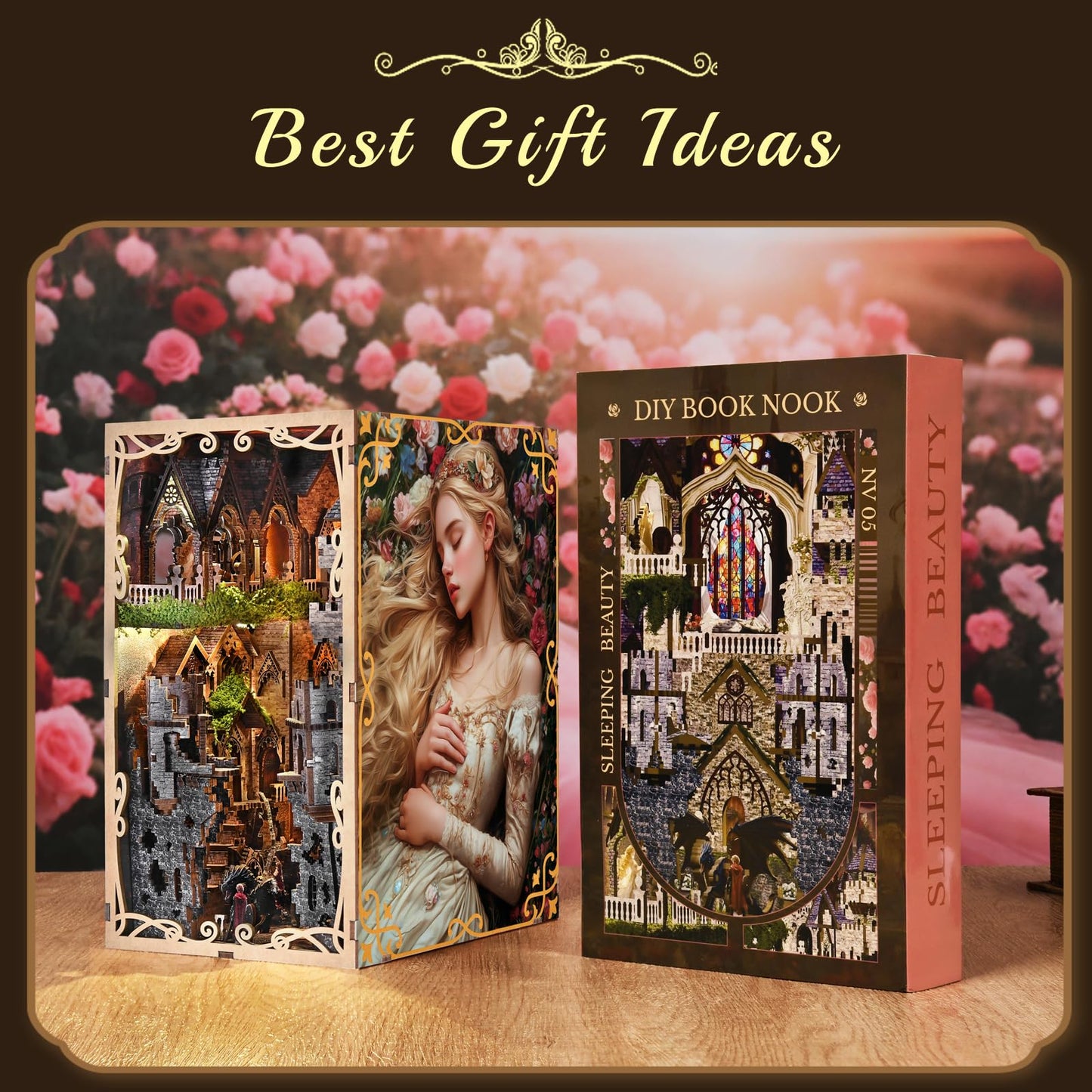CCCDF Book Nook Kit – Sleeping Beauty 3D Wooden Miniature House Puzzle