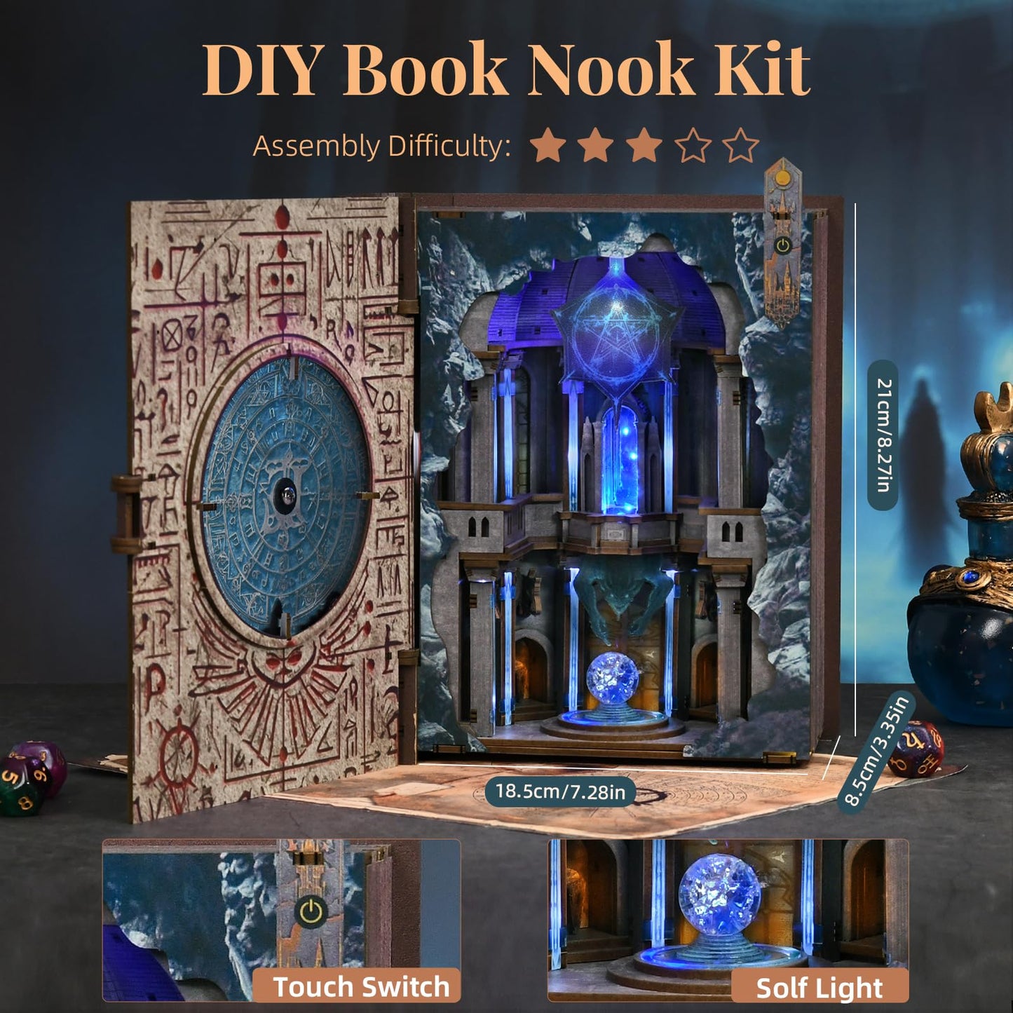 CCCDF Magic Book Nook Kit – DIY Miniature Dollhouse Bookend with LED Light | Circle of Magic