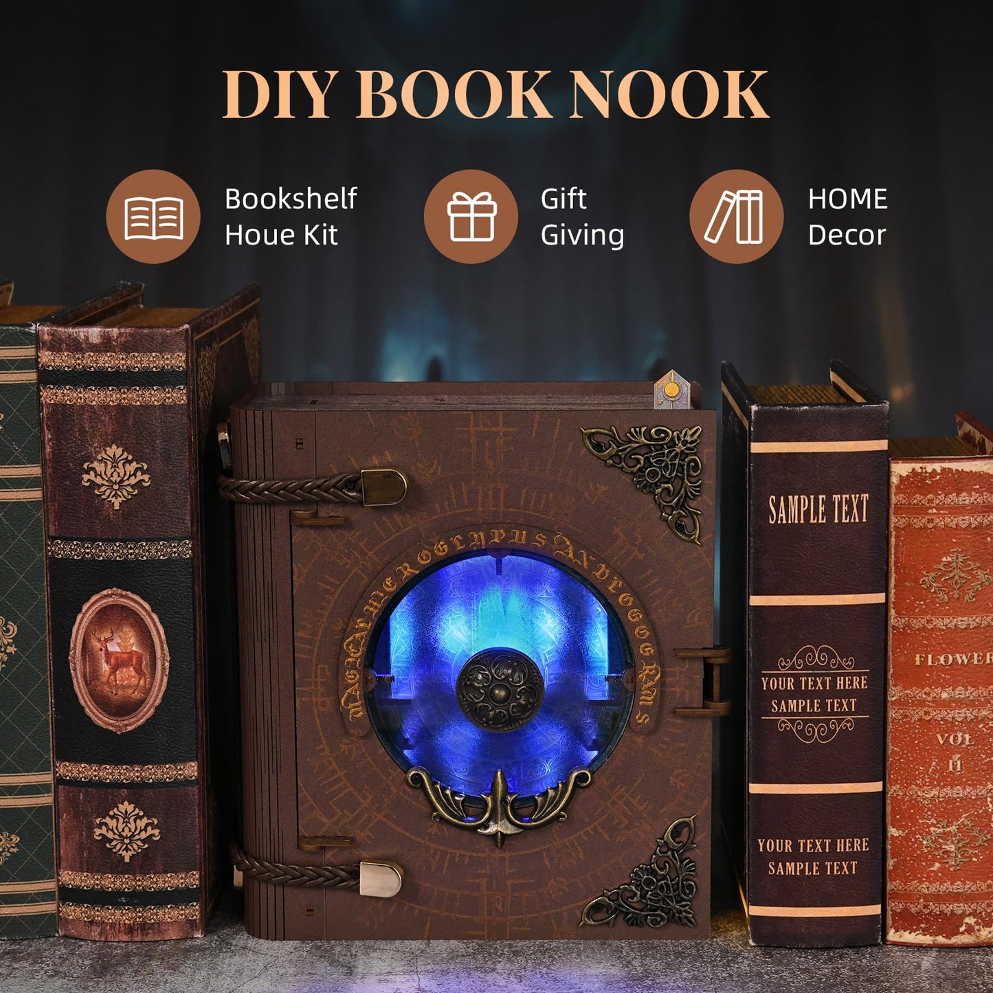CCCDF Magic Book Nook Kit – DIY Miniature Dollhouse Bookend with LED Light | Circle of Magic