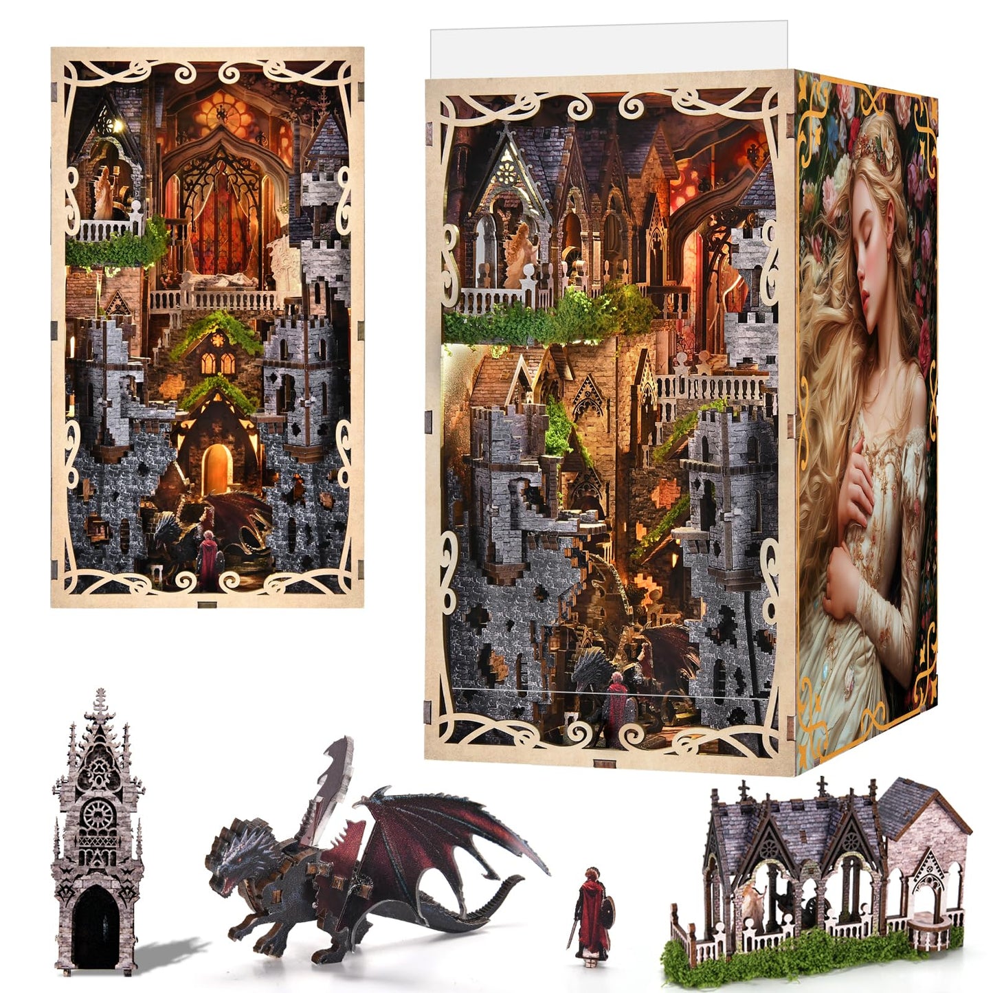CCCDF Book Nook Kit – Sleeping Beauty 3D Wooden Miniature House Puzzle