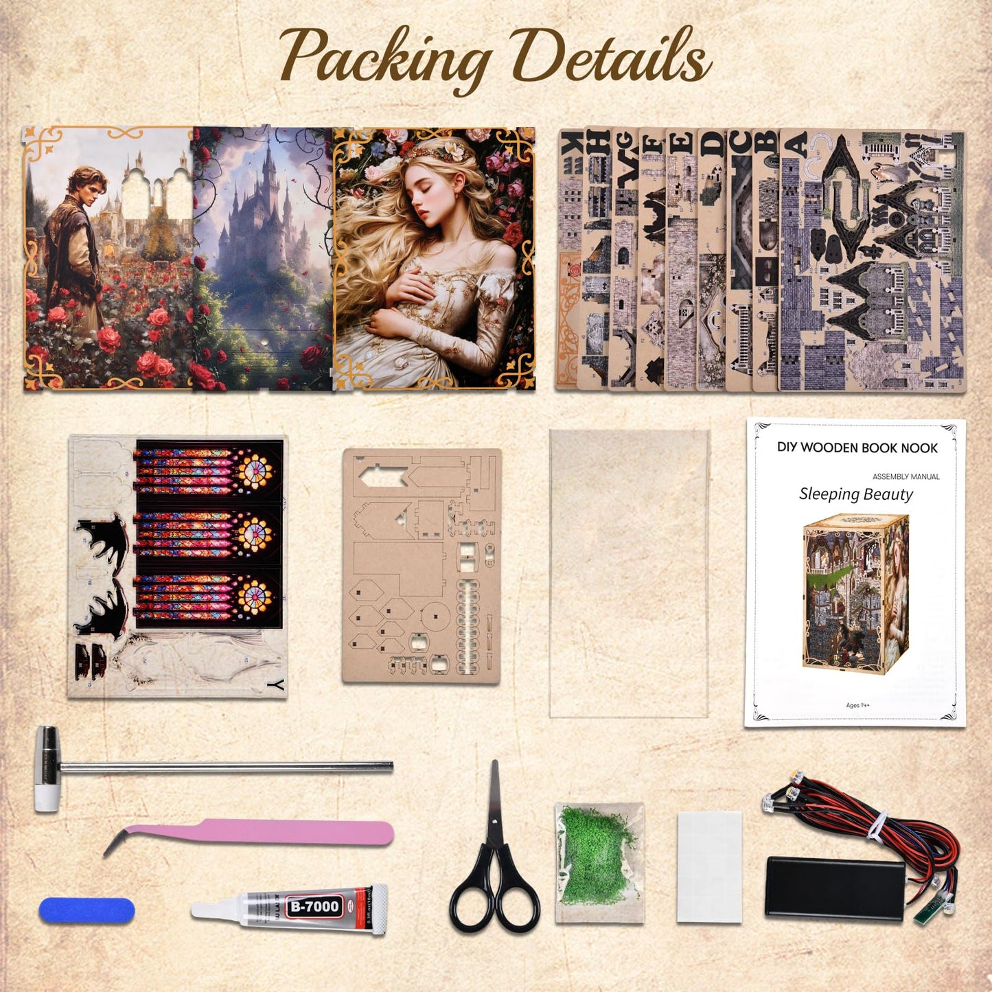 CCCDF Book Nook Kit – Sleeping Beauty 3D Wooden Miniature House Puzzle