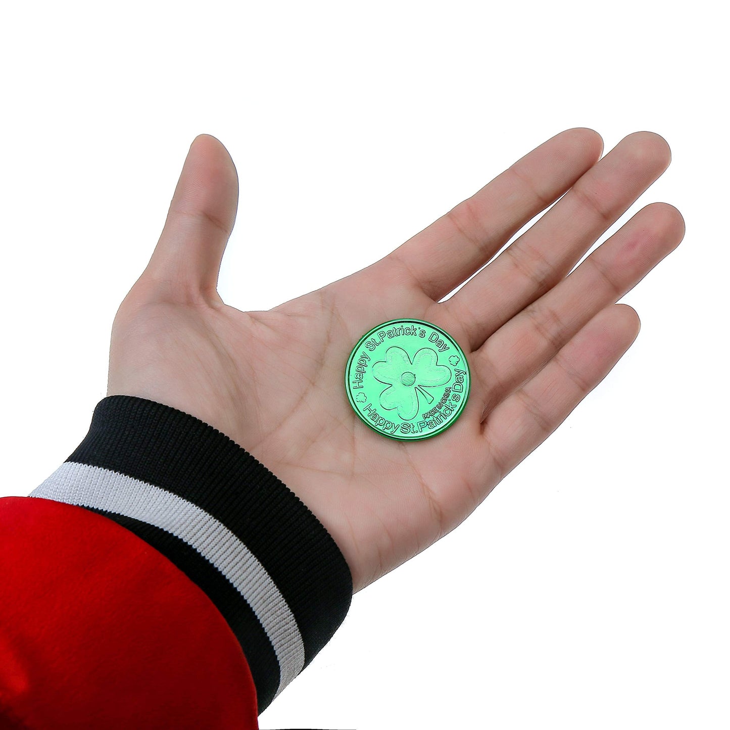 CCINEE St. Patrick's Lucky Shamrock Coins – 144 Gold & Green Plastic Coins for Party Favors & Decor