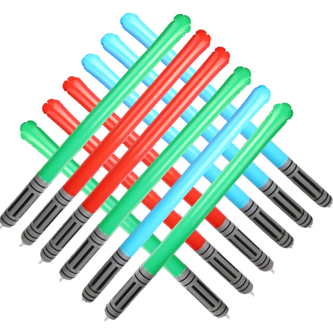 CCINEE Inflatable Light Saber Sword 12pcs – 4 Green, 4 Red, 4 Blue Party Favors
