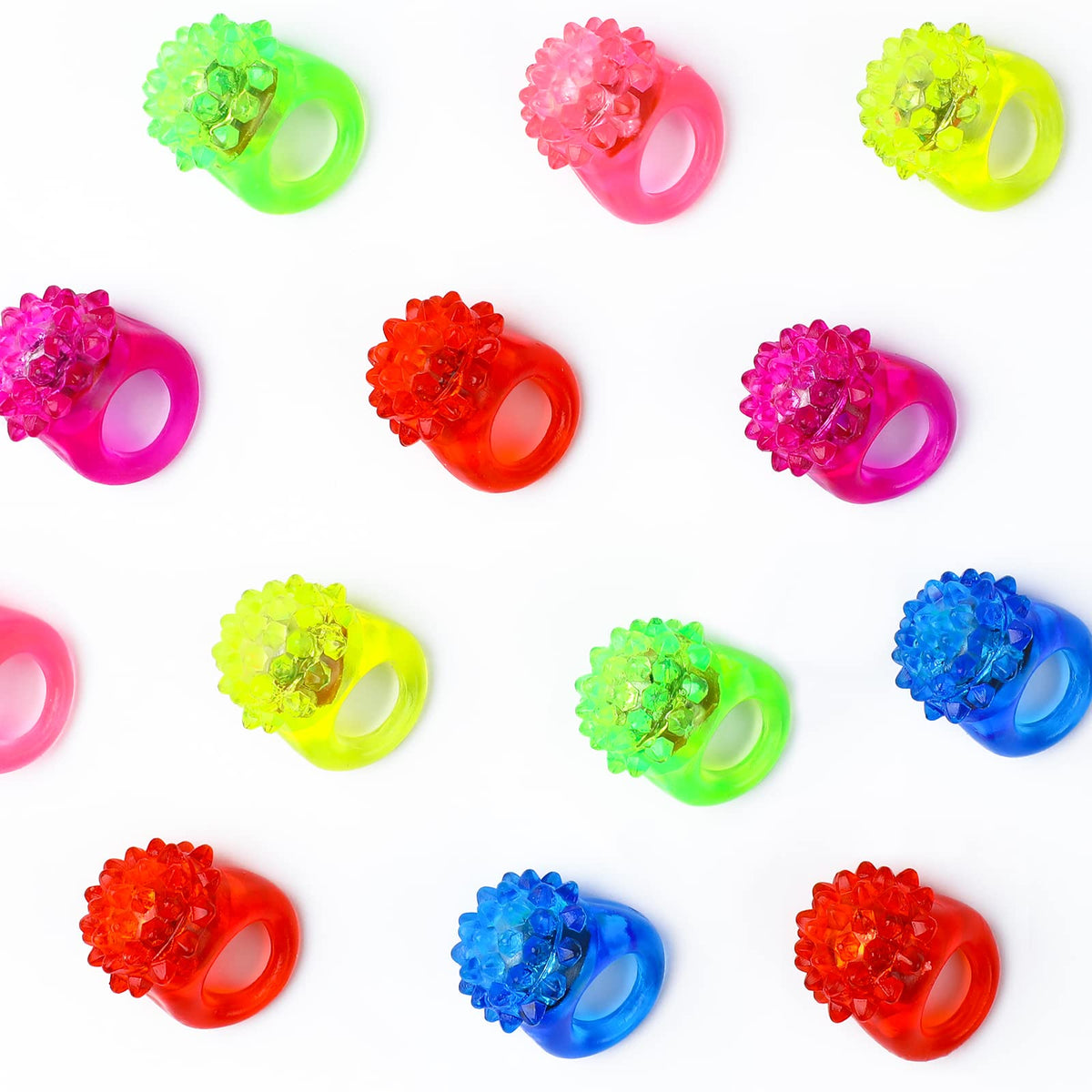 CCINEE 28Pcs Light Up Rings – Colorful LED Jelly Rings for Parties, Prizes & Gifts