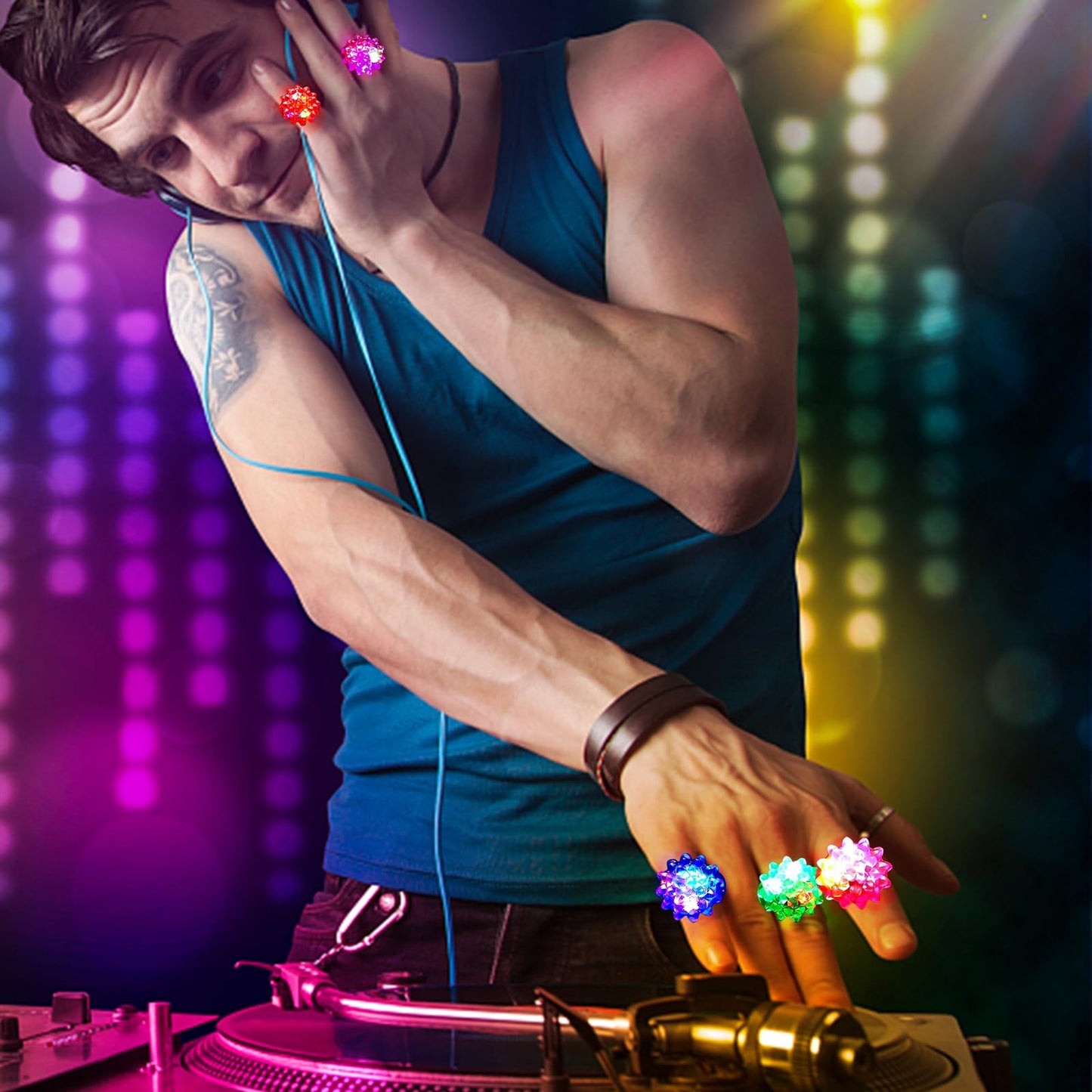CCINEE 28Pcs Light Up Rings – Colorful LED Jelly Rings for Parties, Prizes & Gifts