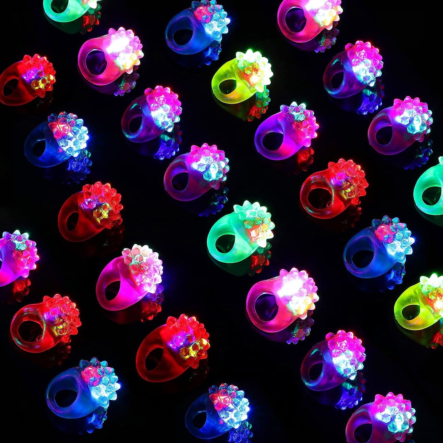 CCINEE 28Pcs Light Up Rings – Colorful LED Jelly Rings for Parties, Prizes & Gifts