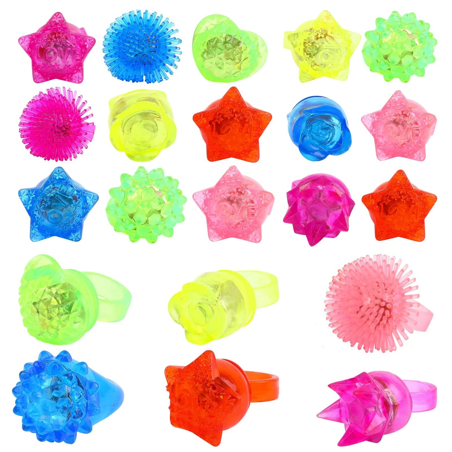 CCINEE 24Pcs Light Up Rings – LED Jelly Rings Glow in Dark Party Favors