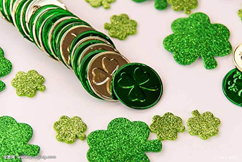 CCINEE St. Patrick's Lucky Shamrock Coins – 144 Gold & Green Plastic Coins for Party Favors & Decor