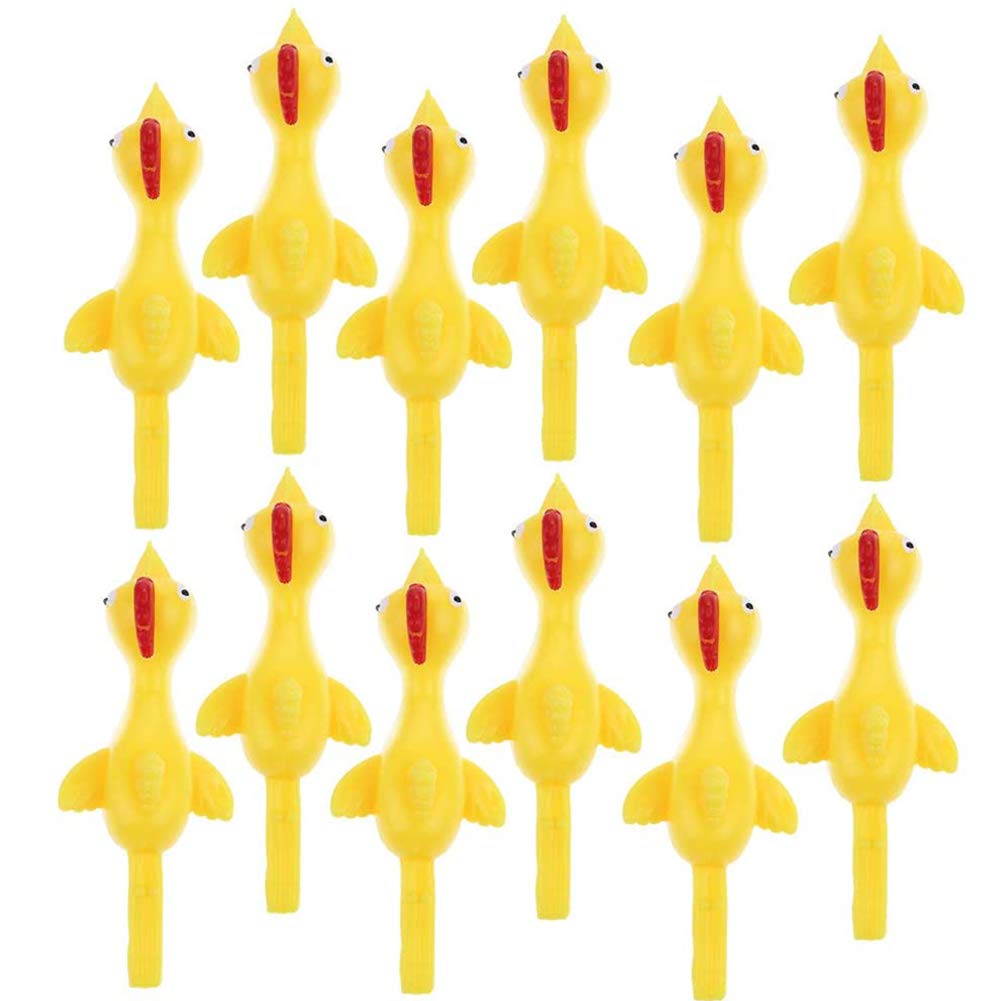 CCINEE 12-Pack Slingshot Chicken Toy – Funny Rubber Chickens for Kids & Adults