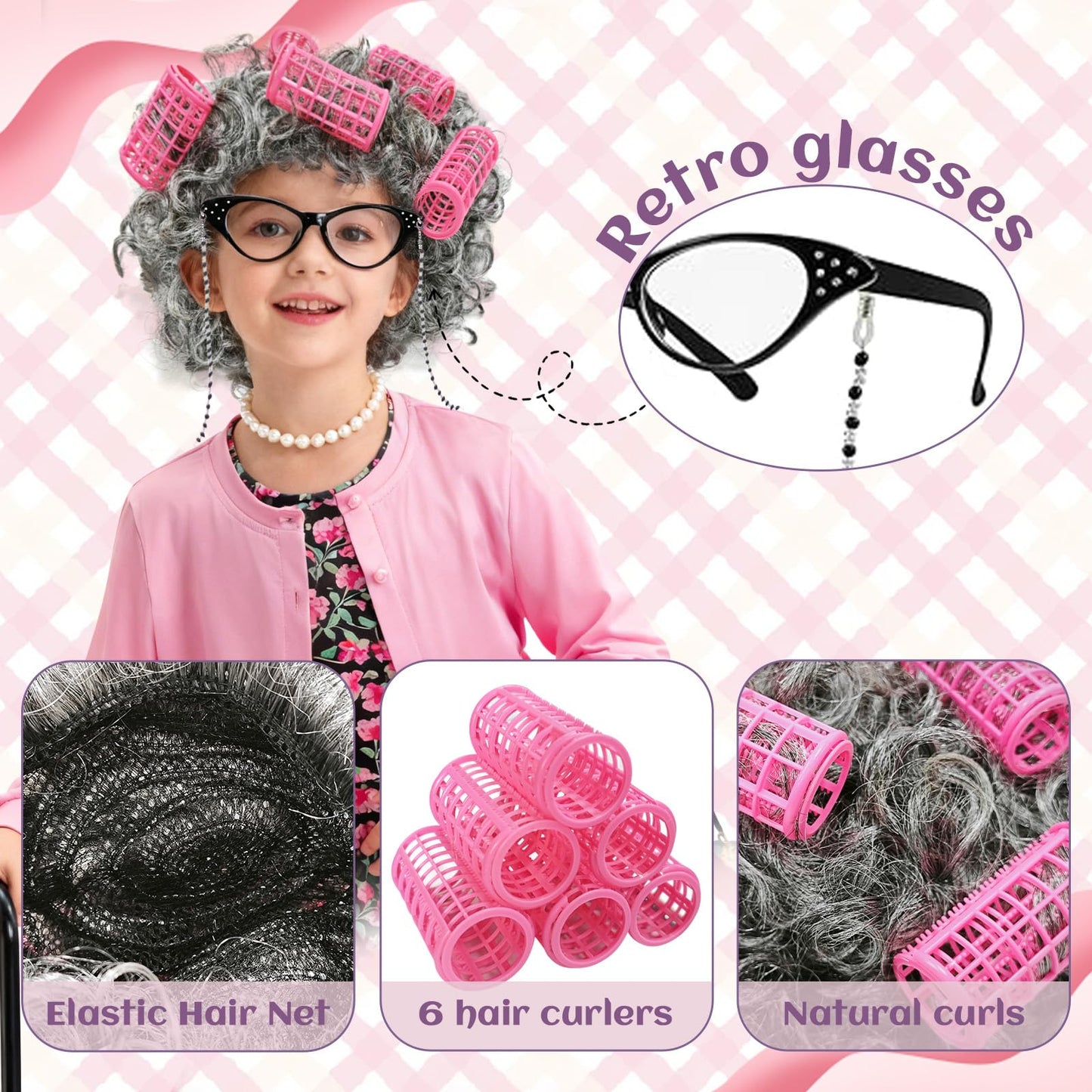 CCJRLM 100 Days of School Costume for Girls — Old Lady Grandma Outfit for 100th Day