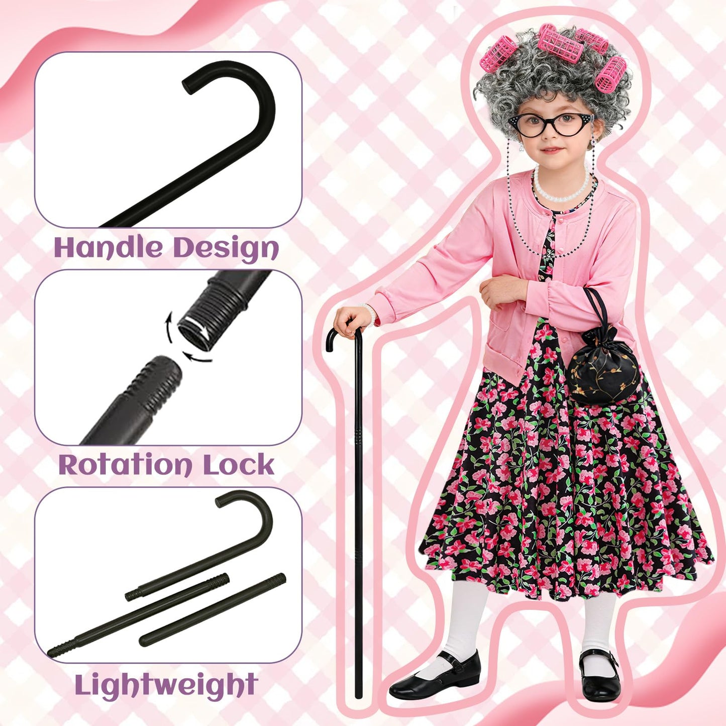 CCJRLM 100 Days of School Costume for Girls — Old Lady Grandma Outfit for 100th Day