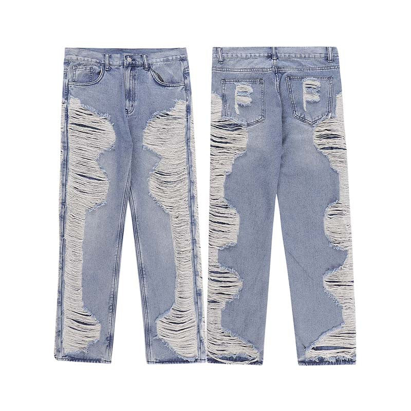 Distressed Cat Whisker Denim - Straight Fit