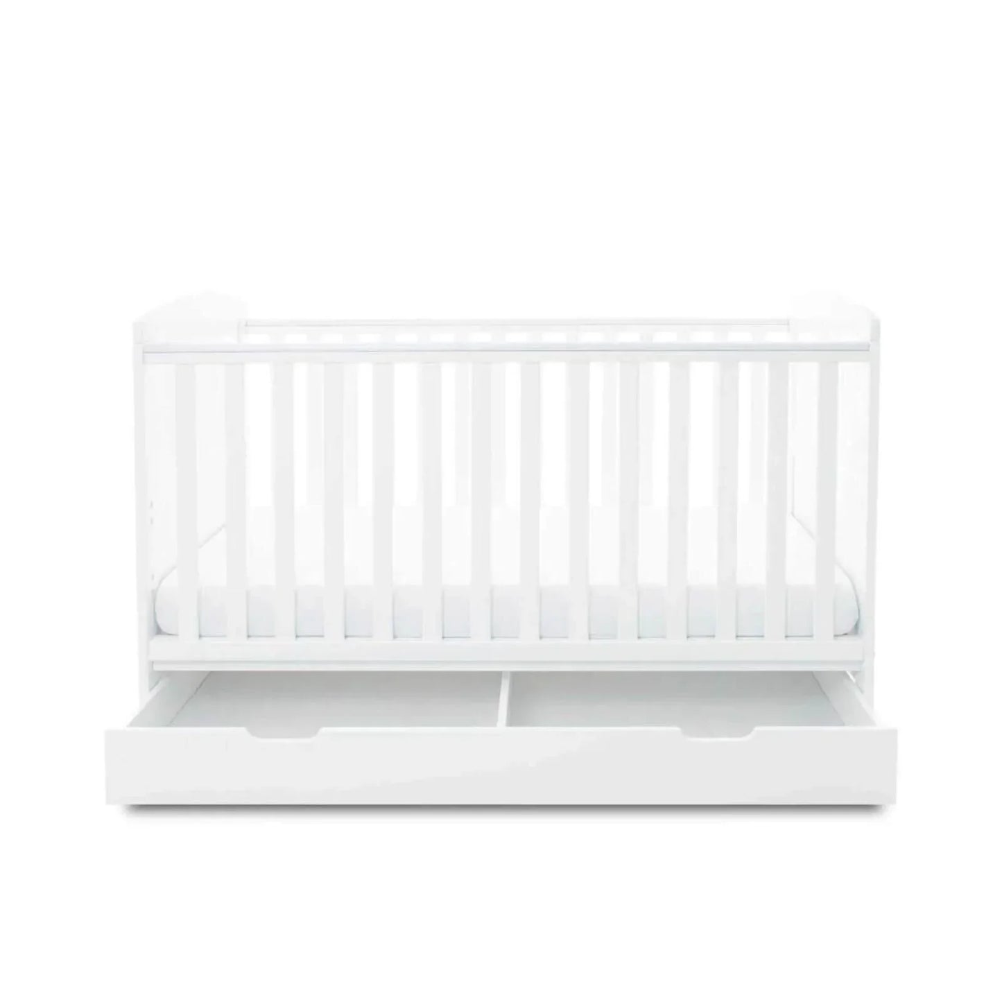 Ickle Bubba Coleby Classic Cot Bed & Under Drawer White - Premium Sprung Mattress
