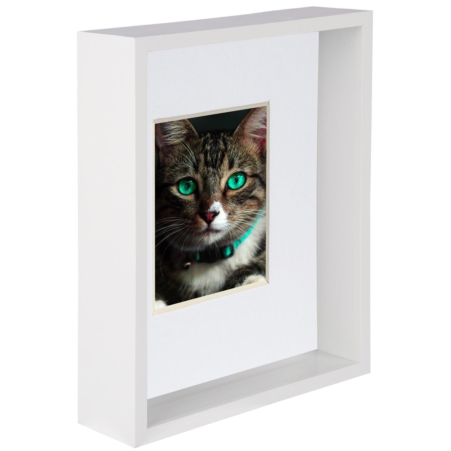 8" x 10" White 3D Deep Box Photo Frame - with 4" x 6" Mount