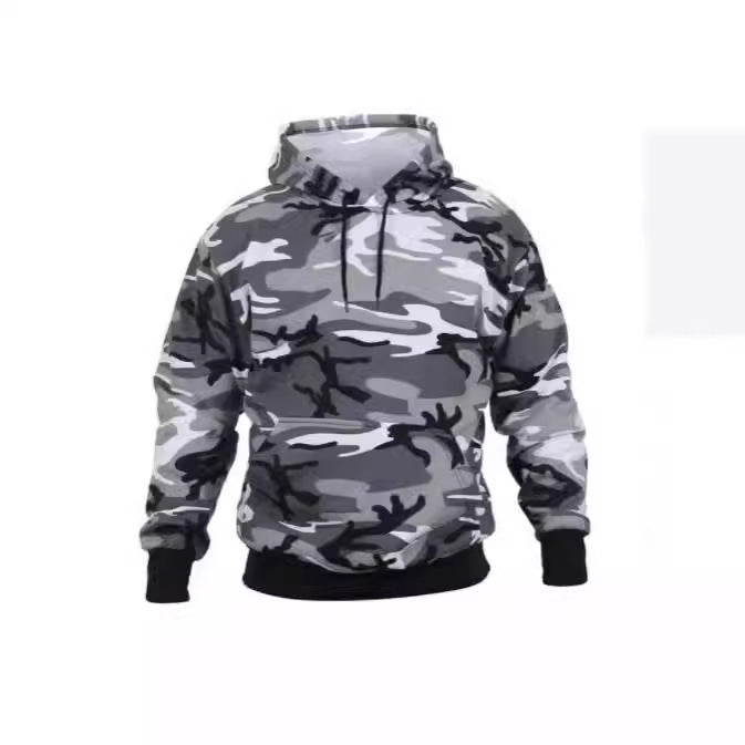 Men's Casual Camo Hoodie - Loose Fit Pullover with Hood