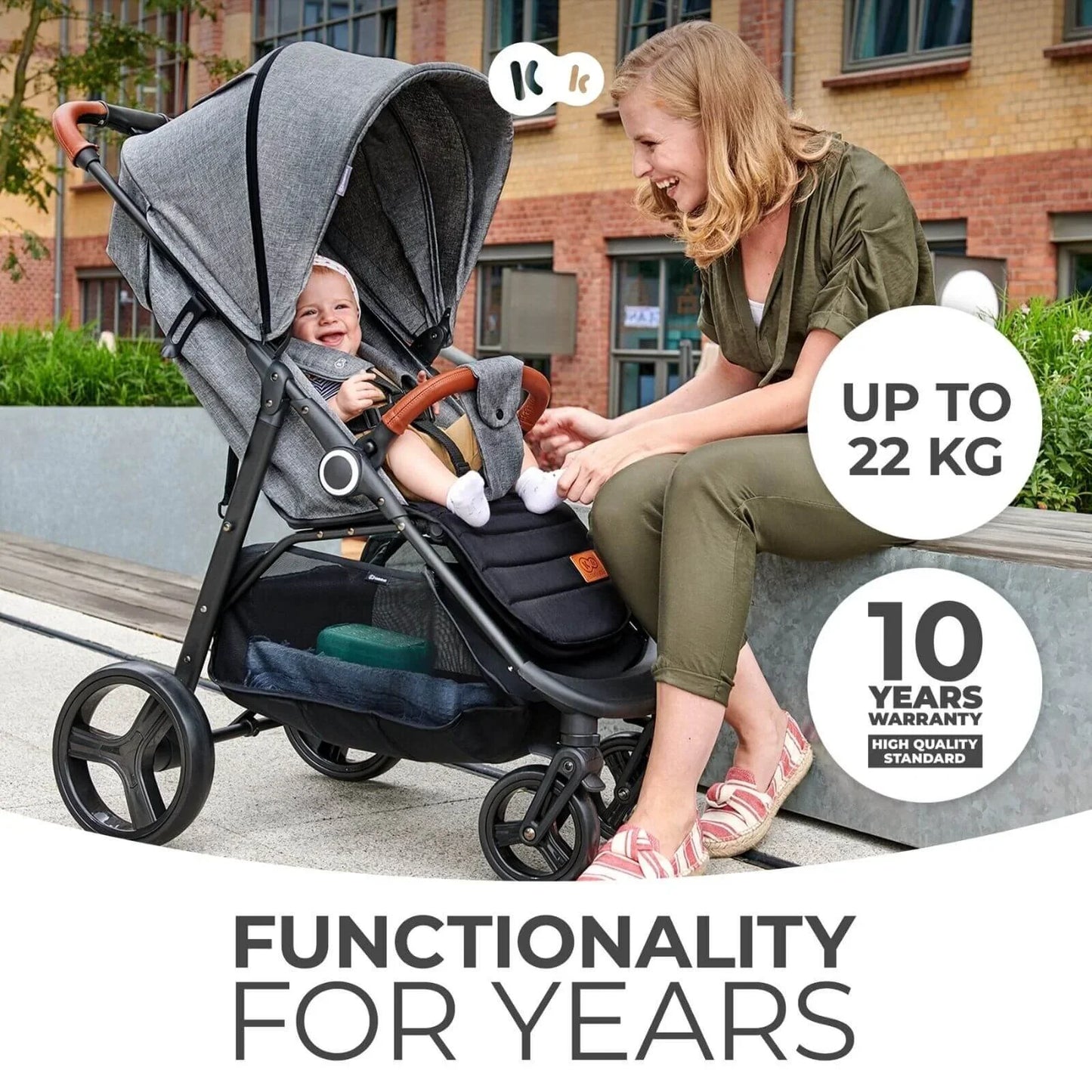Kinderkraft Grande Plus Baby Stroller - Grey