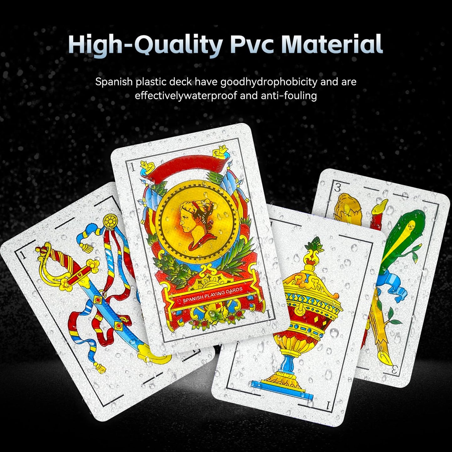 CDBXRA Spanish Playing Cards Deck – Original Briscas & Puerto Rico Card Games (Silver)