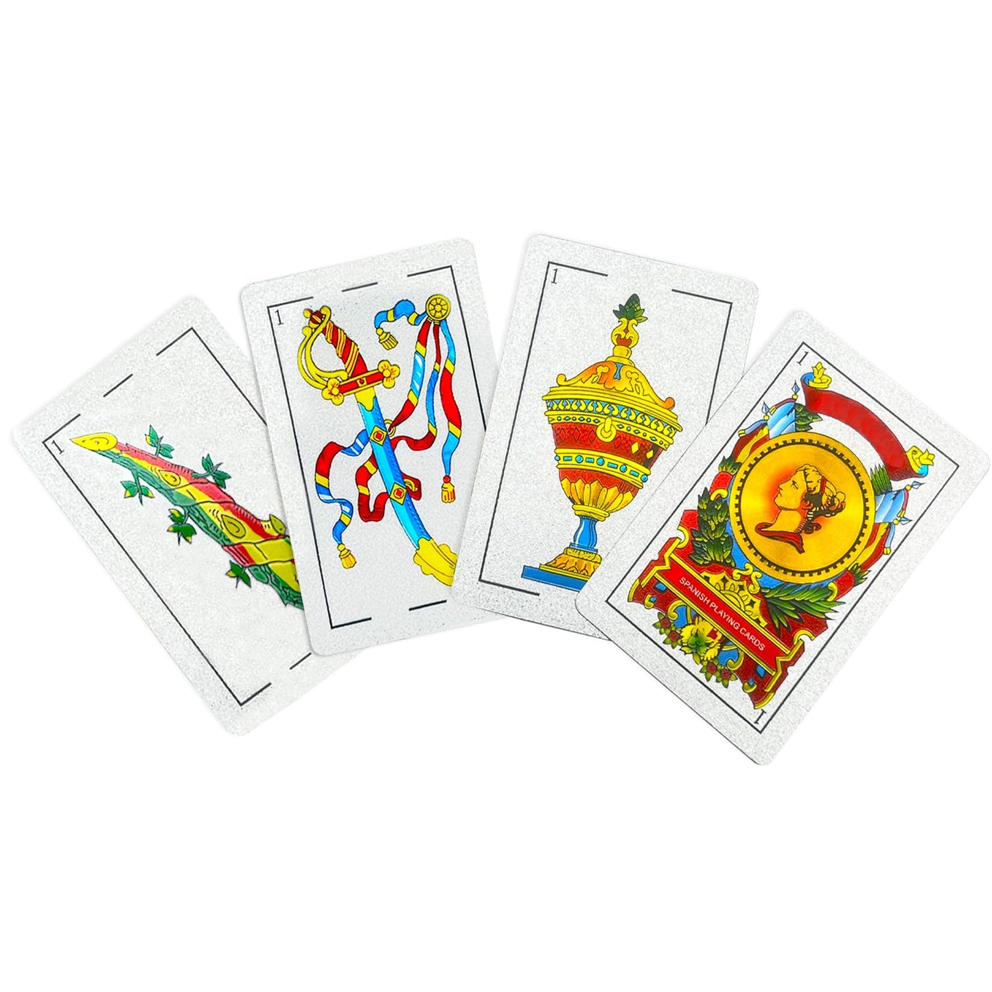 CDBXRA Spanish Playing Cards Deck – Original Briscas & Puerto Rico Card Games (Silver)