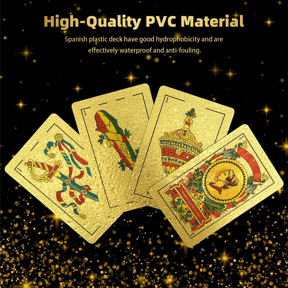 CDBXRA Spanish Playing Cards – Luxury Gold Foil, PVC Waterproof (2 Pack)