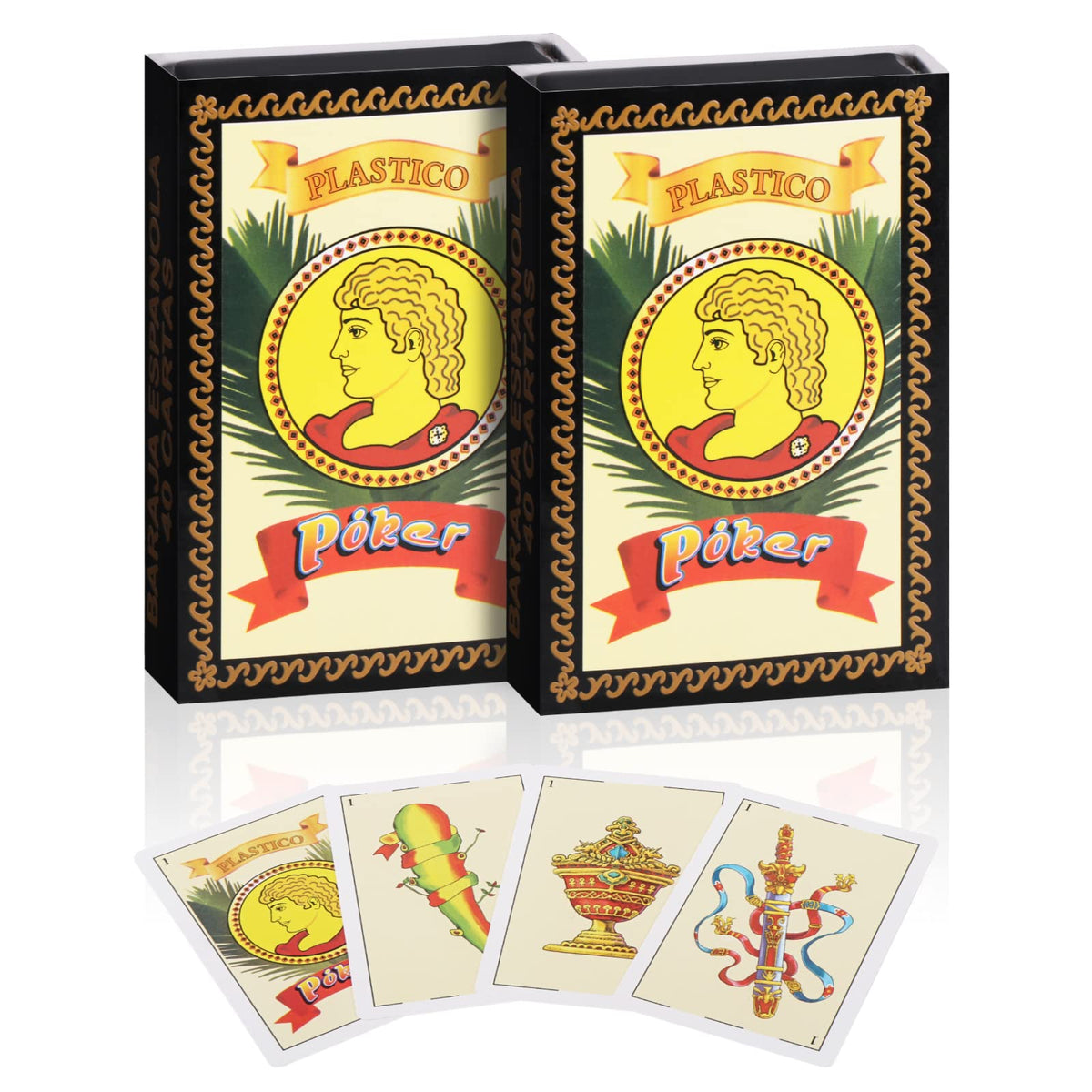 CDBXRA Spanish Playing Cards – 2 Decks, Waterproof Plastic PVC
