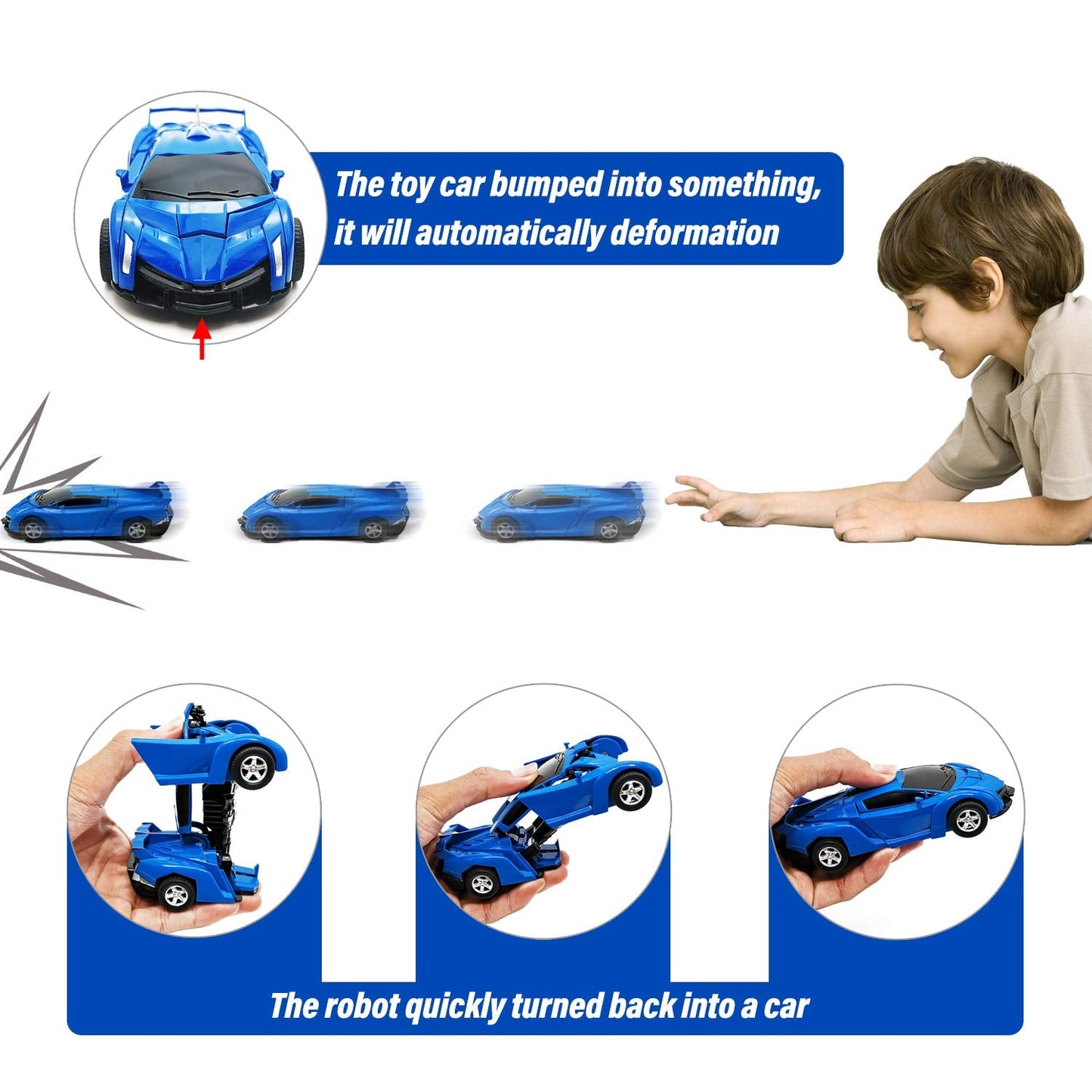 CDDZSW 2-in-1 Transforming Robot Car for Kids | Inertia-Powered Toy Truck (Ages 3-8)