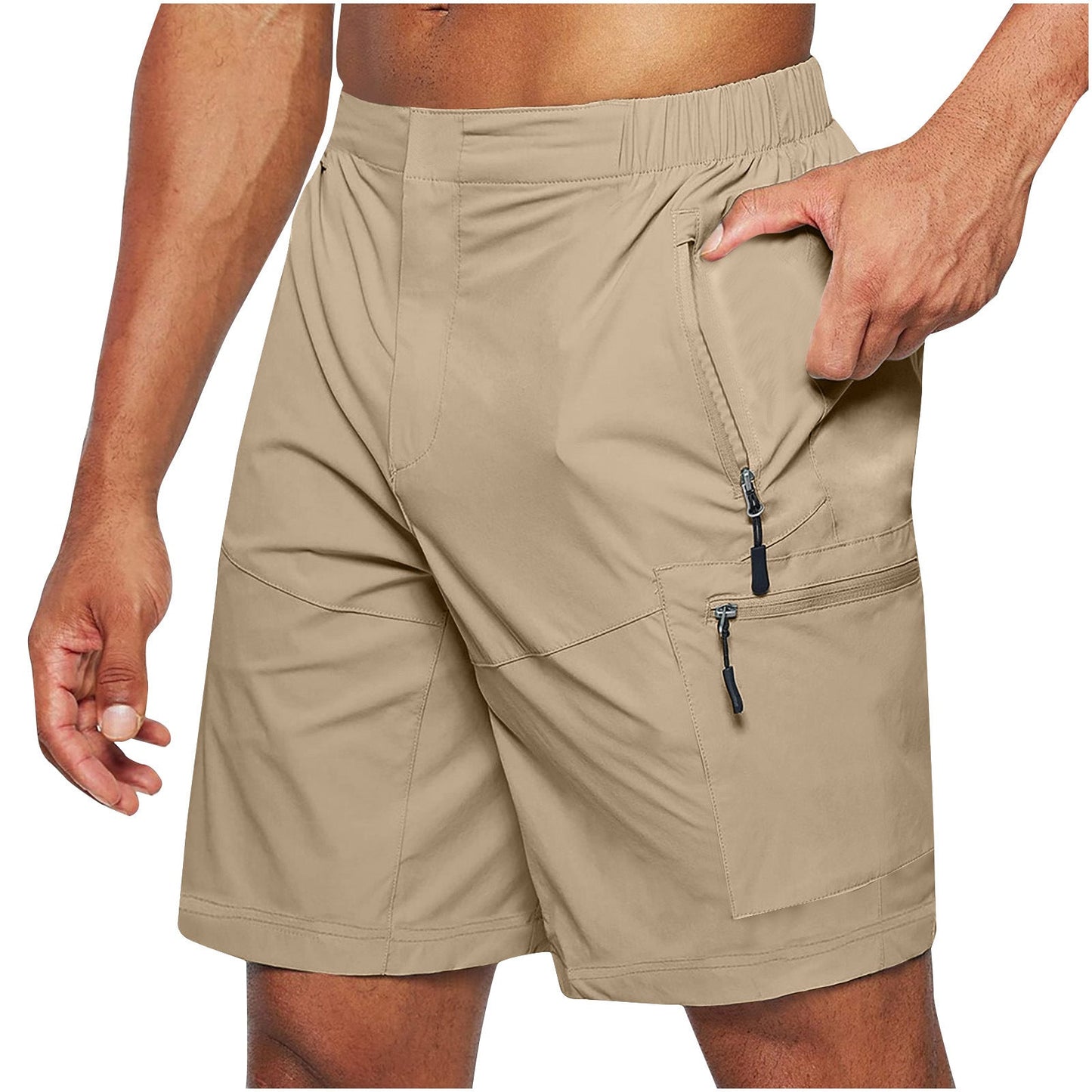 Men'S Casual Elastic Waist Strap Summer Shorts Casual Fit Fashion Outdoor Long Shorts For Men Knee-Length Straight Leg Pants Shorts