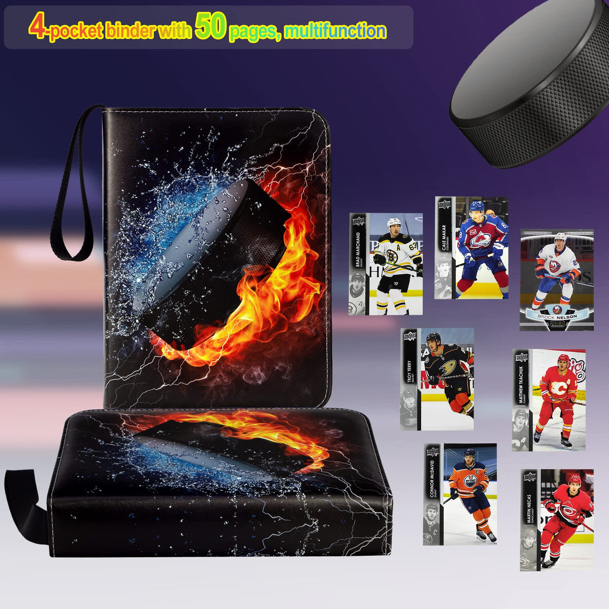 CDROPS Card Binder for Ice Hockey & Trading Cards – 400 Cards, 50 Removable Pages