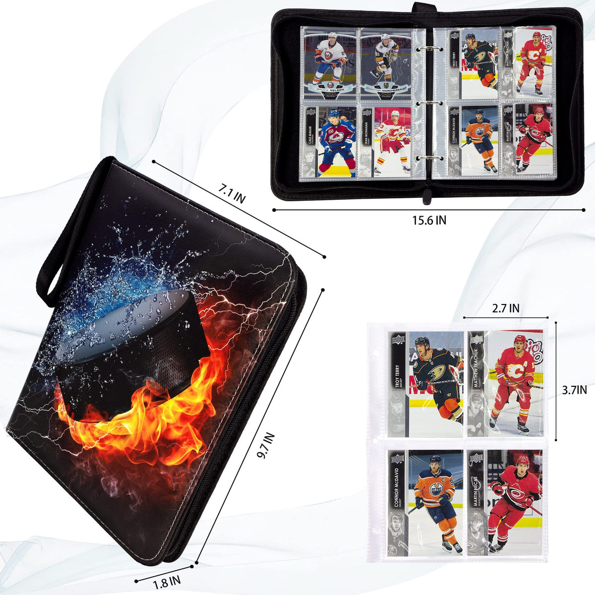 CDROPS Card Binder for Ice Hockey & Trading Cards – 400 Cards, 50 Removable Pages