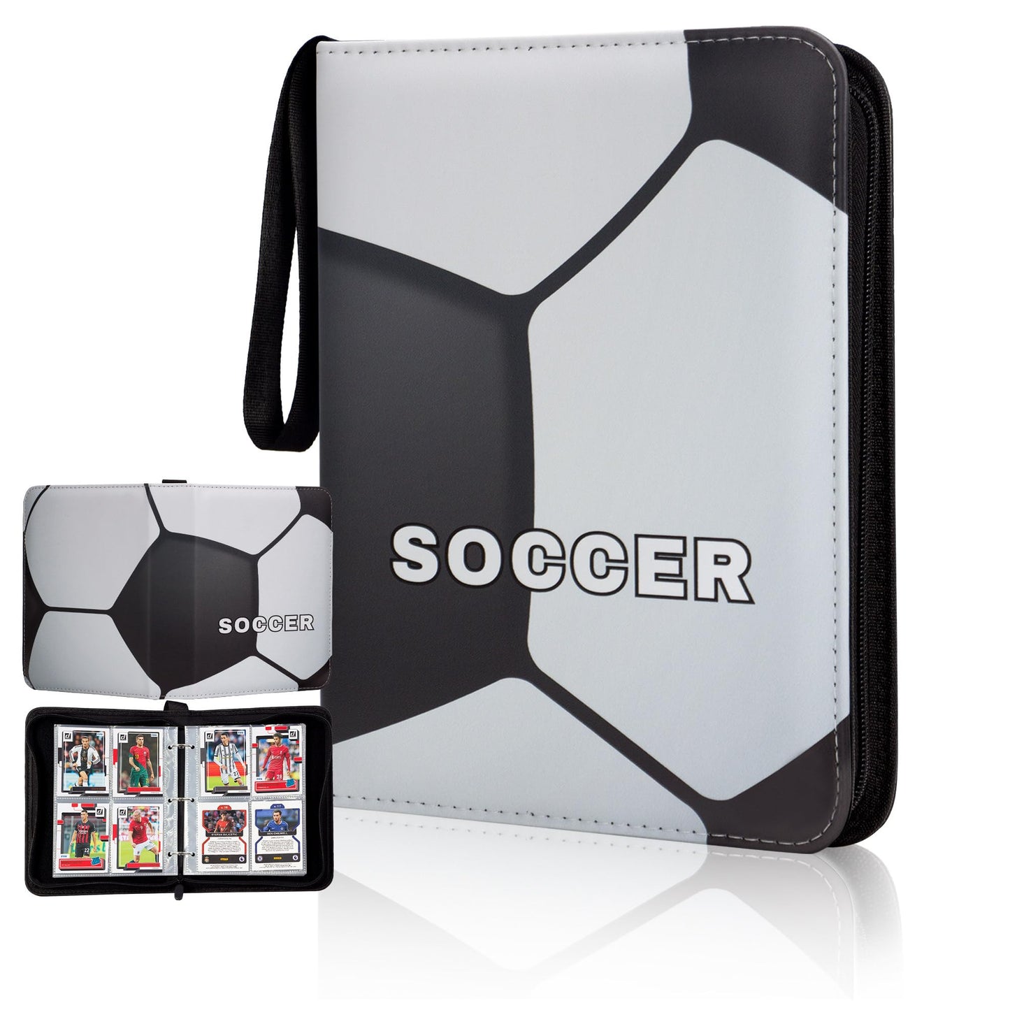 CDROPS Card Binder – 400 Cards, 50 Removable Pages, 3-Ring Binder for Soccer, MTG & TCG (Black)