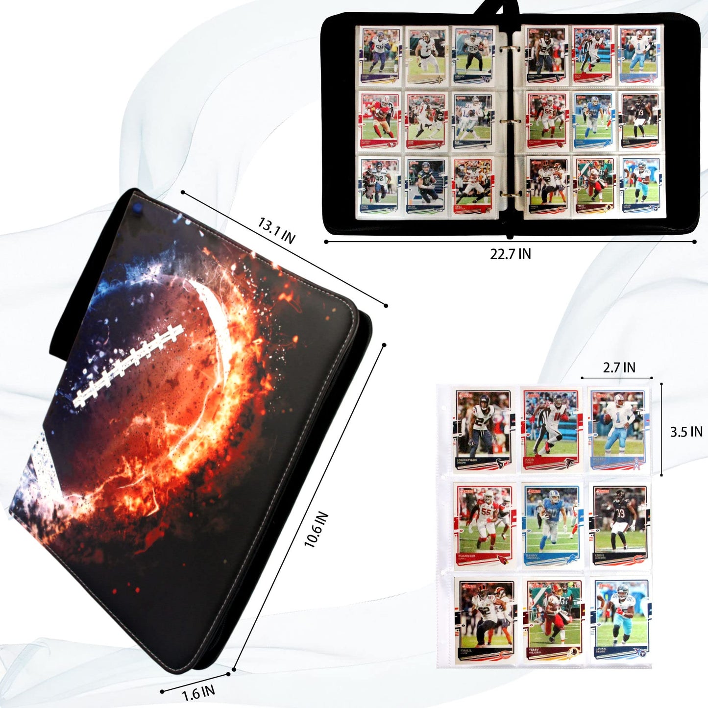 CDROPS Card Binder for Football, MTG & TCG — 900 Cards, 50 Removable Pages